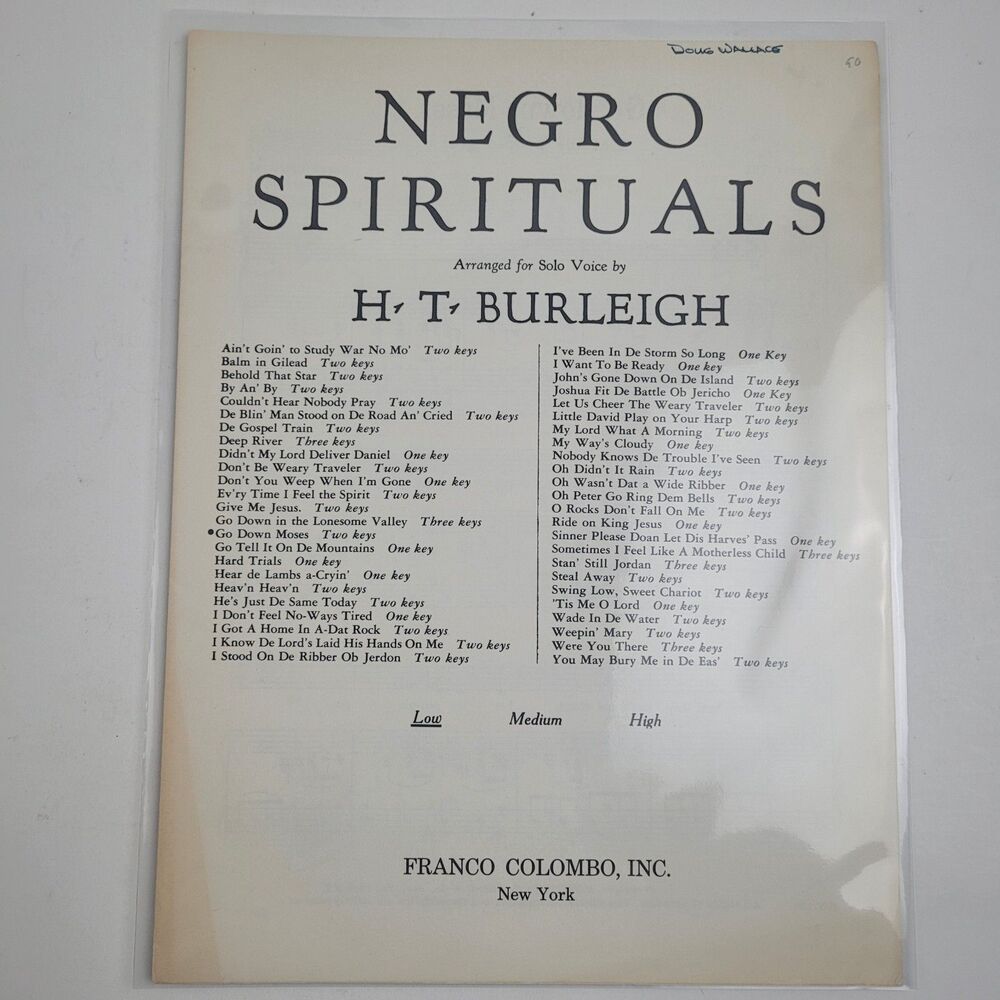 Negro Spirituals - 'Go Down Moses' 1918 Sheet Music, Religious, Plantation, SM2